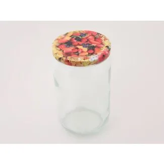 Glas 1 kg. inkl. låg med blandet frugt (foto)