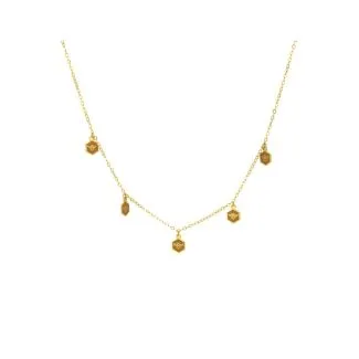 Halskæde med bi-vedhæng på hexagoner - forgyldt Sterlingsølv