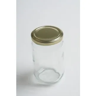 Glas 450 gr europaglas, rundt med guldlåg