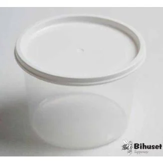 450 G. Plastik Bæger Inkl. Hvide Låg Ø97