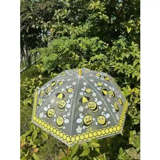 Paraply med glade bier