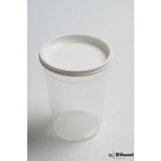 250 G. Plastik Bæger Inkl. Hvide Låg