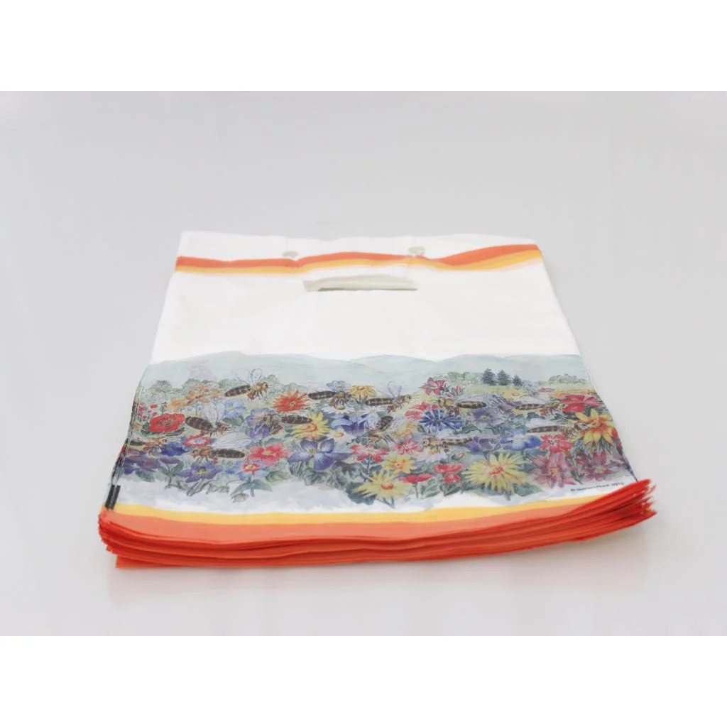 Plastpose med blomstermotiv