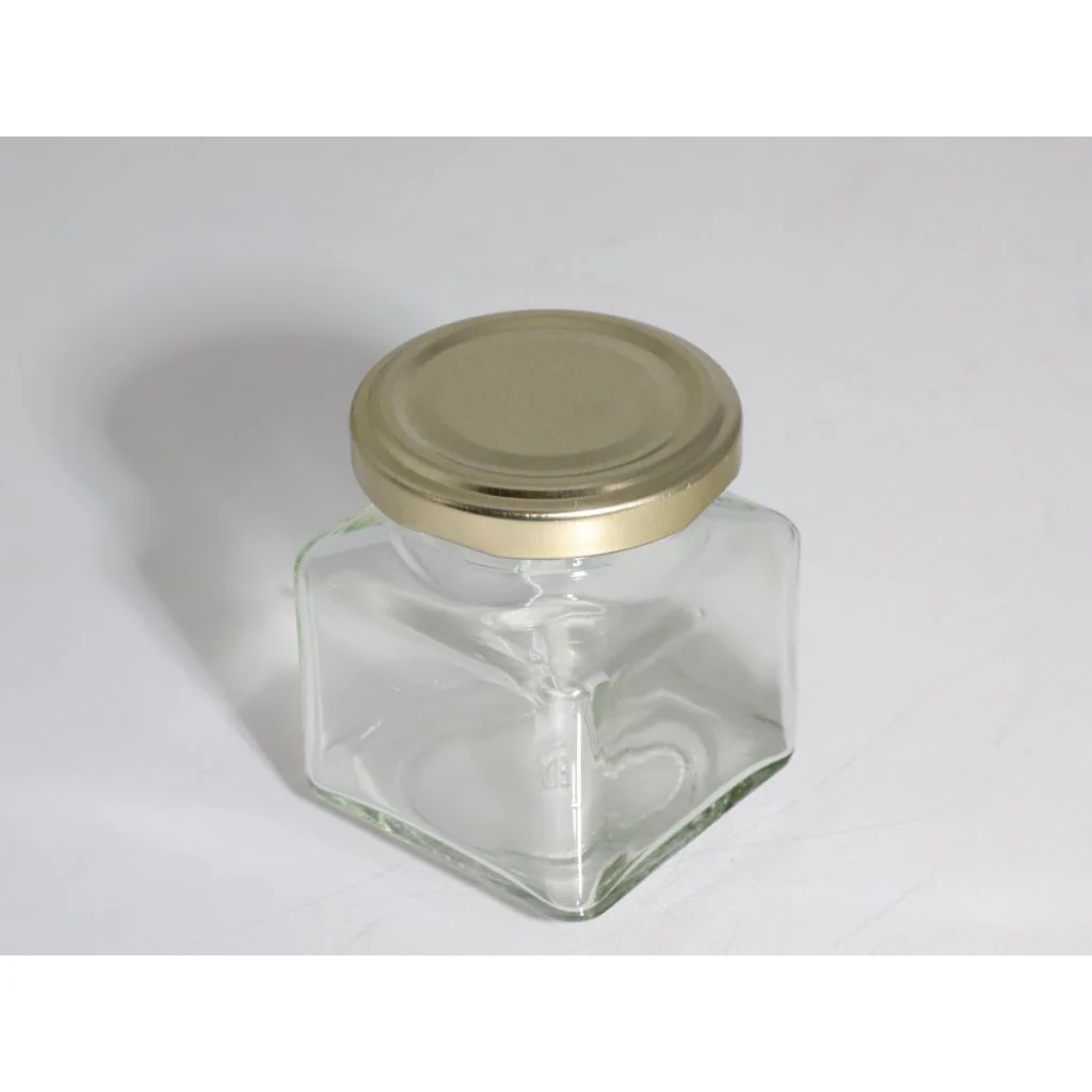 Firkantet glas 170 gr med guldlåg