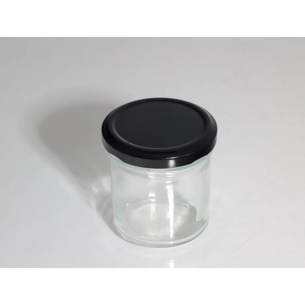 Rundt glas 200 gram / 165 ml inkl. låg med forskellige motiver 14 stk