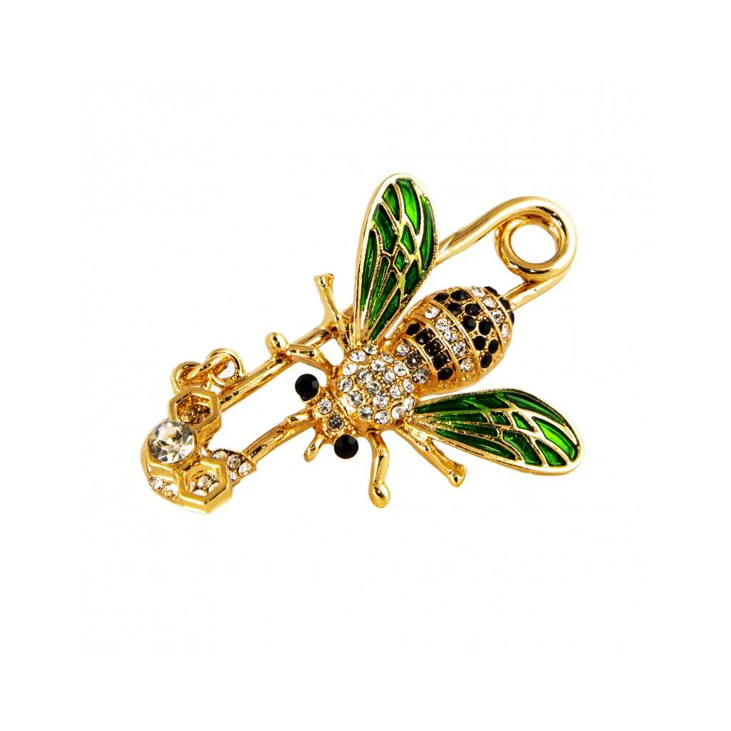 En bi med sikkerhedsnål broche