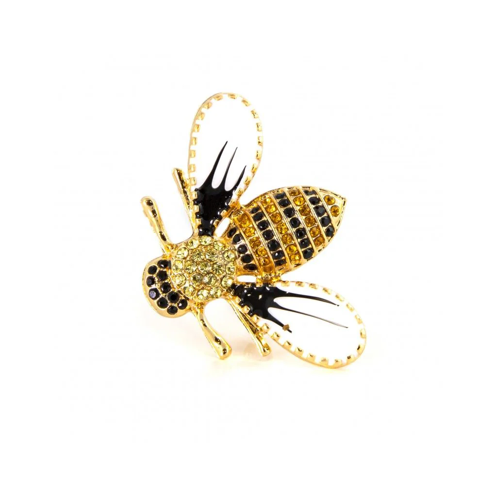 Bi med hvide vinger broche