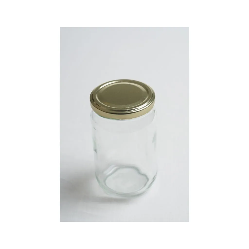 Glas 450 gr europaglas, rundt med guldlåg