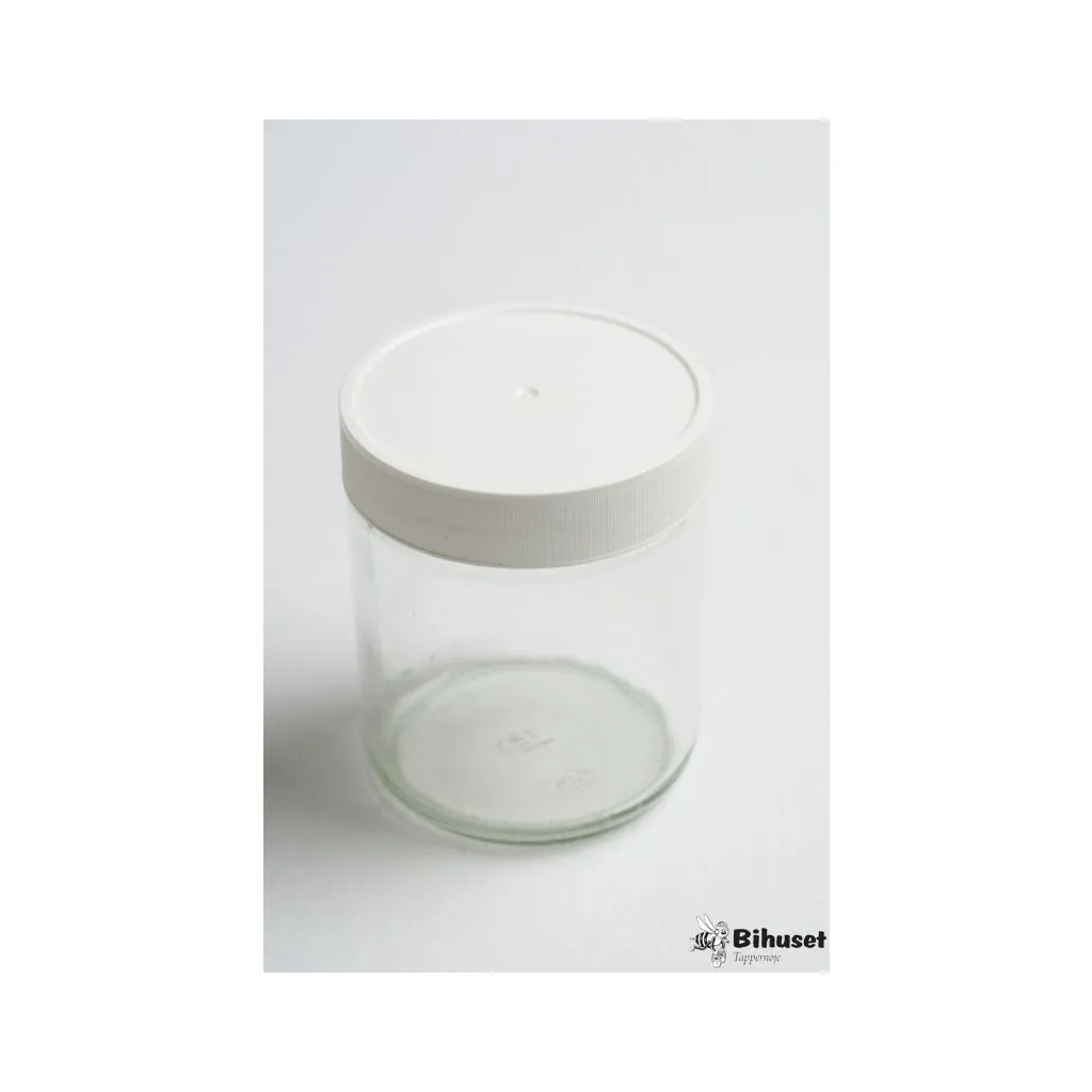 Glas 450 gr rundt Inkl. hvide låg