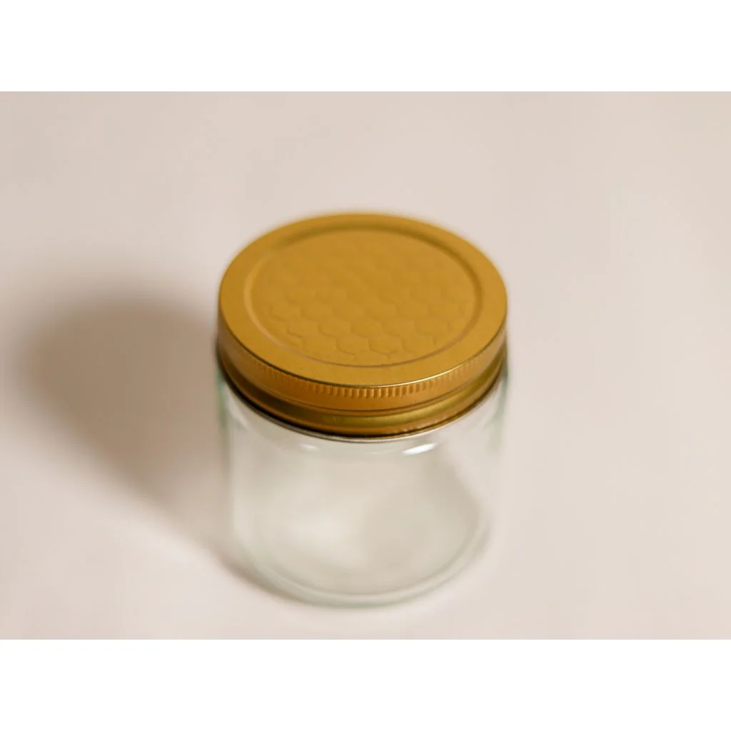 Glas 250 gr rundt inkl. metallåg 12 stk.