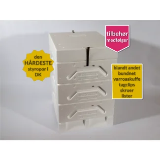 Komplet Tappernøjestade hvid tre magasiner 3/4 Langstroth