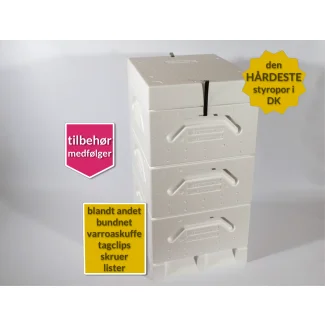 Komplet Tappernøjestade hvid tre magasiner Langstroth