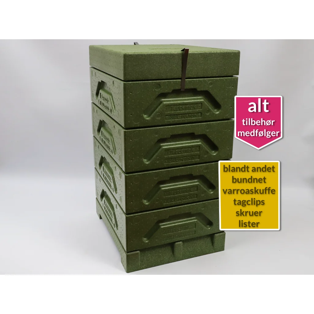 Komplet Tappernøjestade med 4 magasiner 3/4 Langstroth grøn