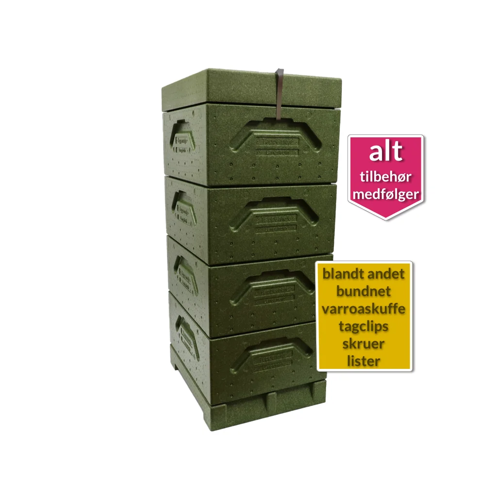 Komplet Tappernøjestade med 4 magasiner Langstroth grøn