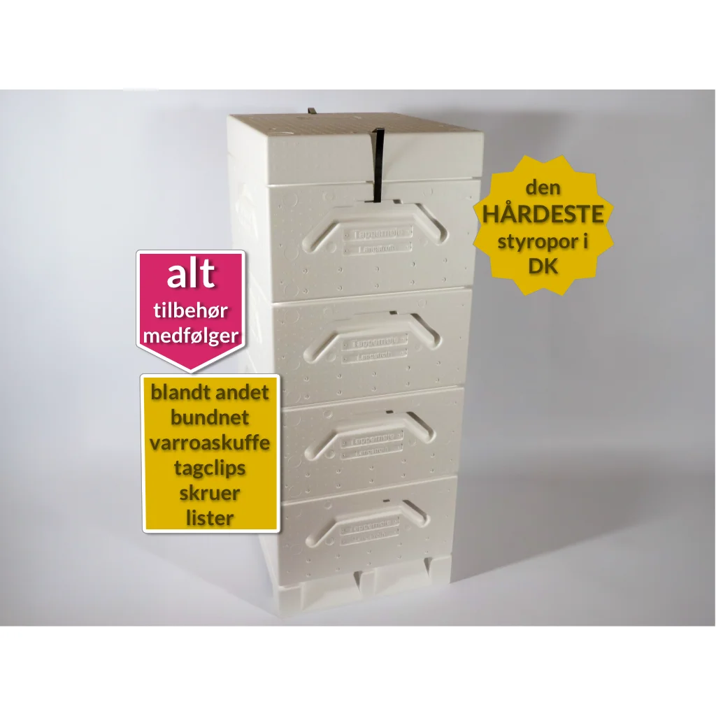 Komplet Tappernøjestade med 4 magasiner Langstroth hvid