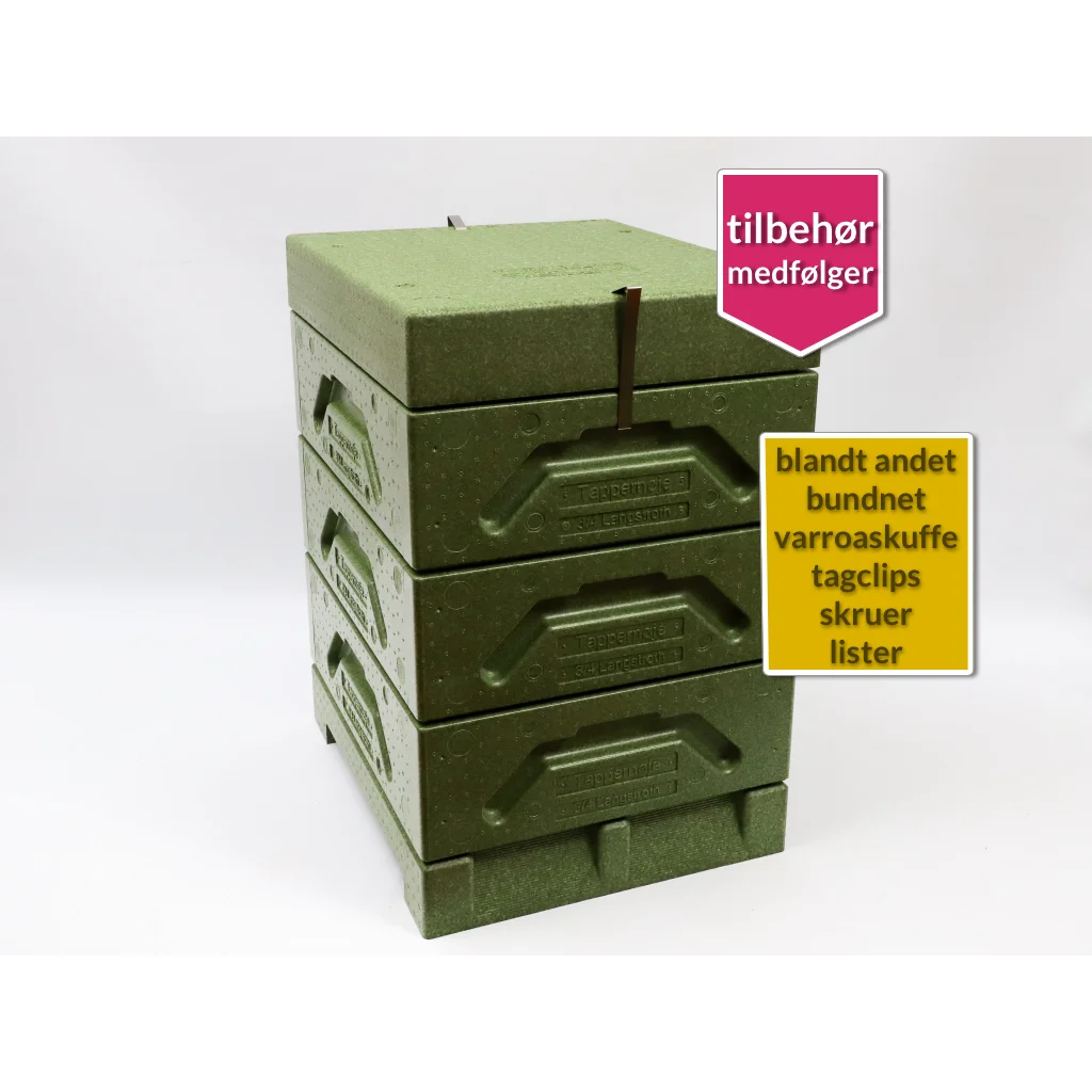 Komplet Tappernøjestade grøn tre magasiner 3/4 Langstroth